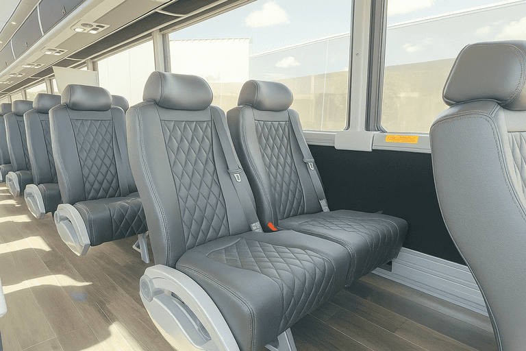 interior of Worcester Coach Bus Service charter bus