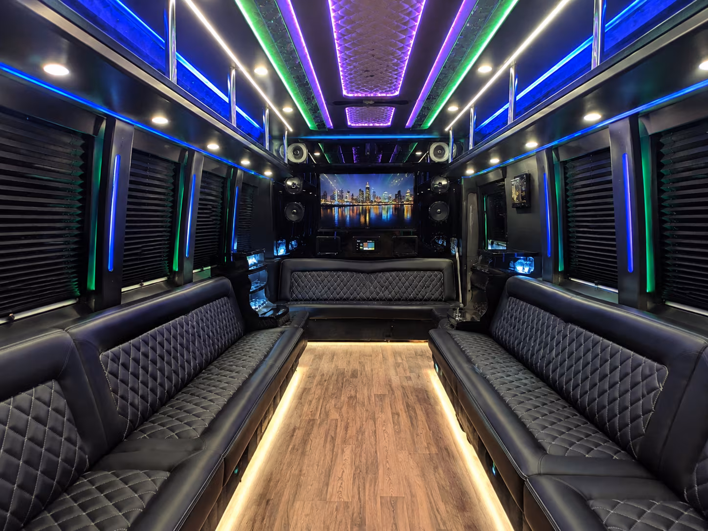 worcester 25 passenger party bus interior